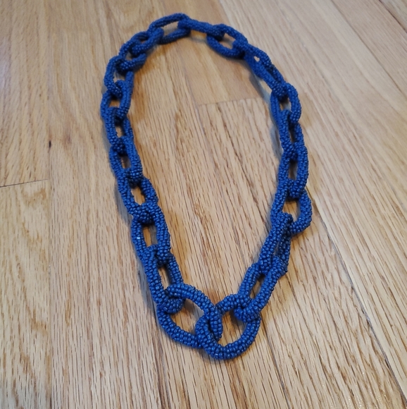 Blue Beaded Link Necklace - Picture 3 of 5
